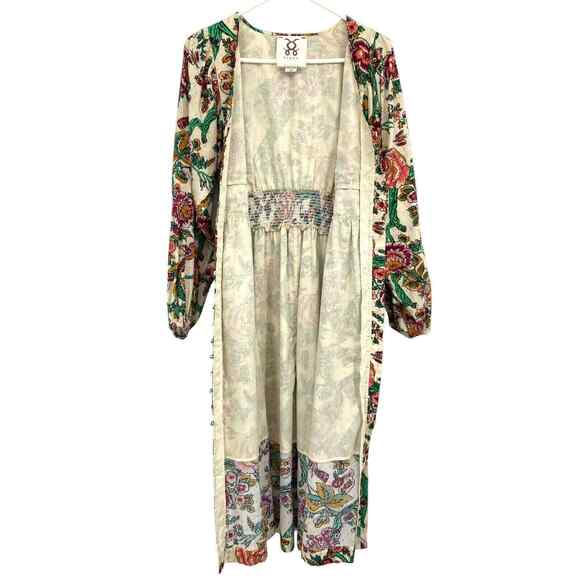 Figue Malina Belted Metallic Birds Floral Paradise Printed Midi Dress $625 Small - Picture 9 of 11
